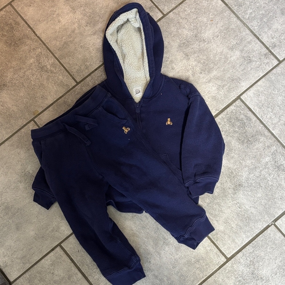 GAP Navy Sherpa-Lined Hoodie & Joggers Set